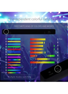 ماركة غير محددة ضوء RGB المنشط بالصوت، مؤشر مستوى الموسيقى 32 بت من الألومنيوم، شريط التحكم الصوتي، طيف الصوت RGB LED، مؤشر ضوء LED لسطح المكتب للسيارة، مكان الترفيه للمركبات (أسود)  - Image 4