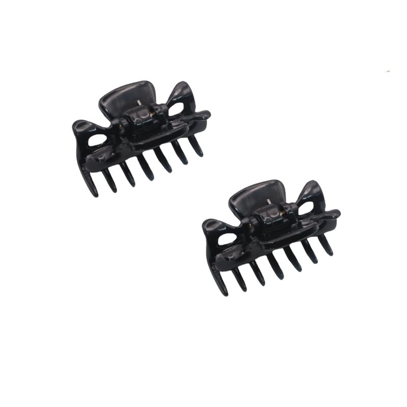 Parcelona Parcelona French Classic Very Small 1 12 Claw Clips with Tight Spring Set of 2 Girls Hair Jaw Claw Clips Durable Styling Women Hair Accessories Made in France Solid Black