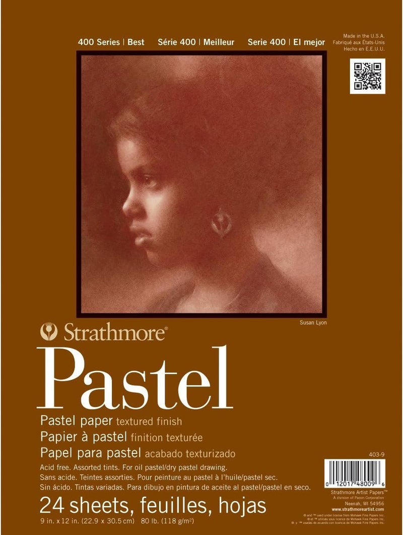 Strathmore دفتر باستيل 400، ألوان متنوعة، 9"x12" ملصق بالغراء، 24 ورقة - Image 1