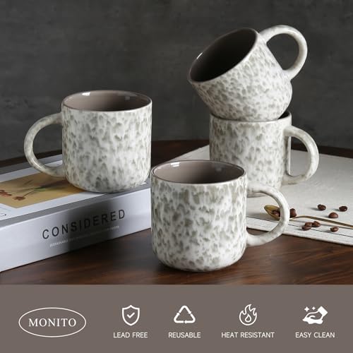 MONITO 12 OZ Coffee Mugs Set of 4, Ceramic Coffee Mugs,Modern Coffee Mugs Set with handle for Tea/Latte/Cappuccino/Milk/Cocoa. (Beige-brown, 4 Count（Pack of 1）) - Image 3