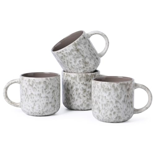 MONITO 12 OZ Coffee Mugs Set of 4, Ceramic Coffee Mugs,Modern Coffee Mugs Set with handle for Tea/Latte/Cappuccino/Milk/Cocoa. (Beige-brown, 4 Count（Pack of 1）) - Image 1