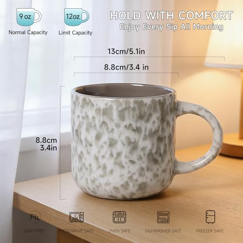 MONITO 12 OZ Coffee Mugs Set of 4, Ceramic Coffee Mugs,Modern Coffee Mugs Set with handle for Tea/Latte/Cappuccino/Milk/Cocoa. (Beige-brown, 4 Count（Pack of 1）) - Image 2