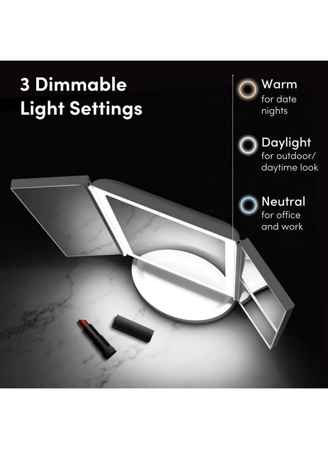 Fancii - Led Lighted Vanity Makeup Mirror, Rechargeable Trifold Mirror With 5X & 10X Magnifications - 68 Dimmable Natural Lights, Touch Screen, Best Adjustable Make Up Mirror With Cosmetic Stand - Image 1
