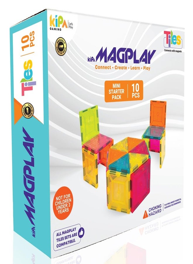 KIPA GAMING Magplay Magnetic Tiles 10 Pcs | Multi-Shape & Colour Magnetic Tiles | STEM Building Set for Kids 3+ | Creative Construction Learning Toy | Educational Game for Boys & Girls (Tiles 10) - Image 1