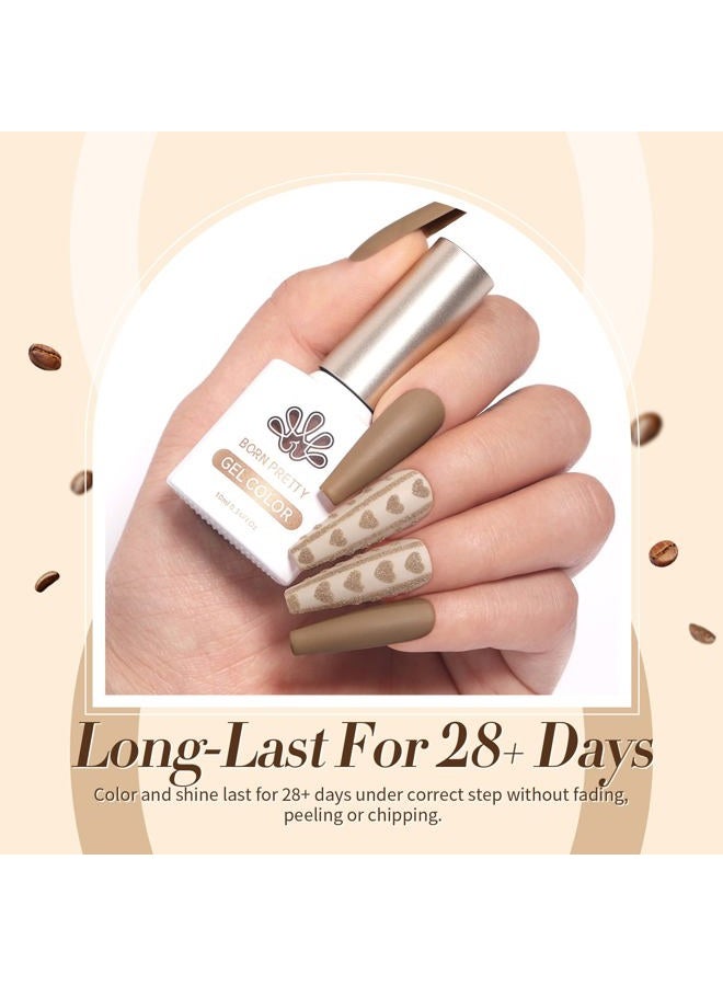 Born Pretty Gel Nail Polish 6 Colos,Nude Brown Skin Tone,Roasted Chestnuts Chocolate Gel Polish Collection Neutral Beige Khaki Gel Polish Kit All Seasons Nail Art Manicure DIY for Home Salon - Image 3