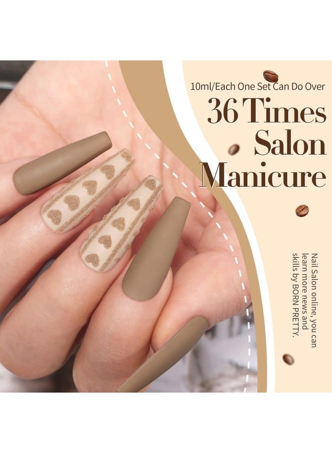 Born Pretty Gel Nail Polish 6 Colos,Nude Brown Skin Tone,Roasted Chestnuts Chocolate Gel Polish Collection Neutral Beige Khaki Gel Polish Kit All Seasons Nail Art Manicure DIY for Home Salon - Image 5