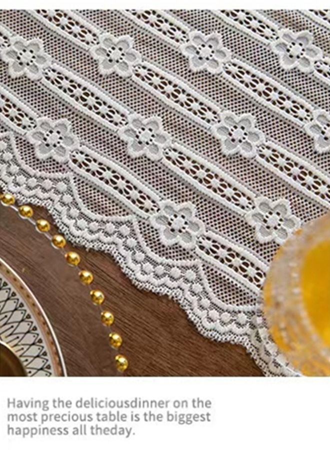 Kutis 1-Piece Simple Lace Hollowing Pointy Tail Tassel Table Cloth Flag Suitable For Dining Table/Side Cabinet 30 x 180 cm  - Image 4