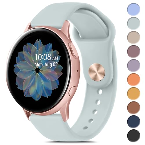 Meliya Bands Compatible with Samsung Galaxy Watch Active 2 20mm Soft Silicone Sport Replacement Strap for Women Men Succulent - Image 1