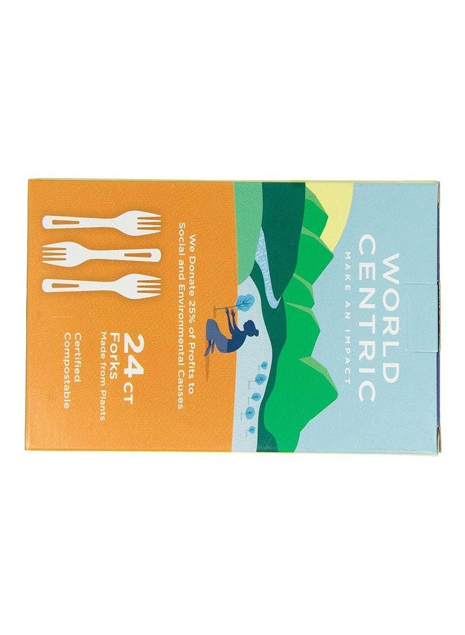 World Centric Corn Starch Forks, 24 Count (Pack of 1), Natural - Image 1