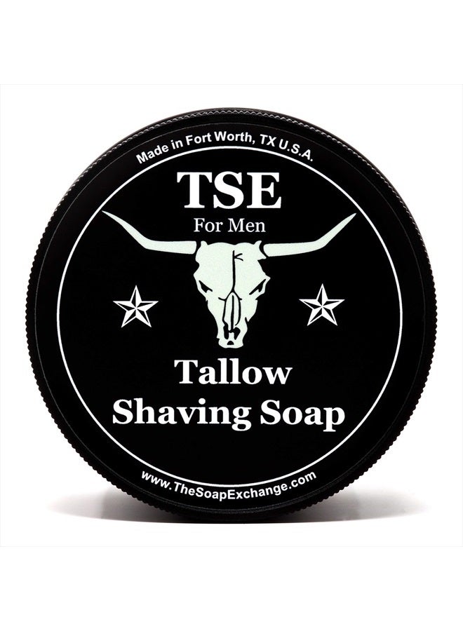 The Soap Exchange TSE for Men Texas Leather Shaving Soap with Tallow and Shea Butter. Natural Ingredients for Rich Lather and a Smooth Comfortable Shave. Artisan 4.5 oz Semi-Soft Italian Style. Made in the USA. - Image 1