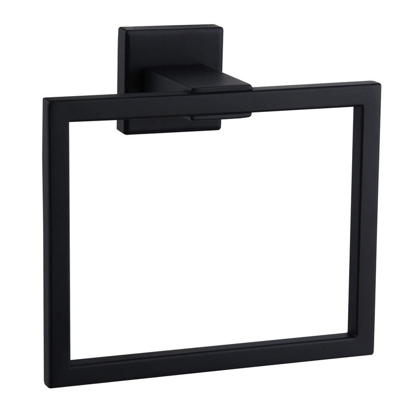 kimzcn kimzcn Matte Black Hand Towel Holder for Bathroom SUS 304 Stainless Steel Towel Ring Simple Square Towel Hanger Heavy Duty Hand Towel Racks Wall Mount 