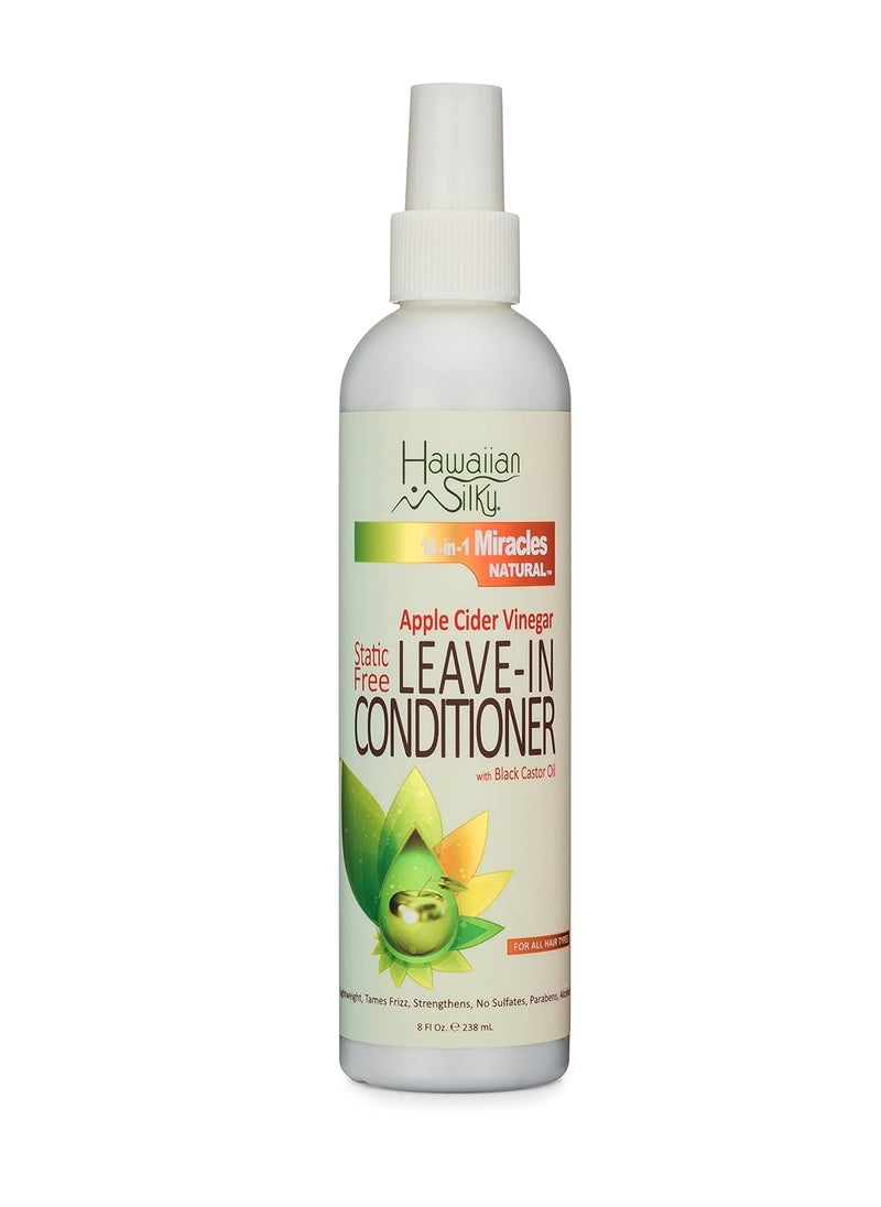 Hawaiian Silky Hawaiian Silky StaticFree Apple Cider Vinegar Leavein Conditioner 8 fl oz  Black Castor Oil Extract for Hair Growth  Natural Treatment Men Women  Kids  Good on Color Treated Scalp 