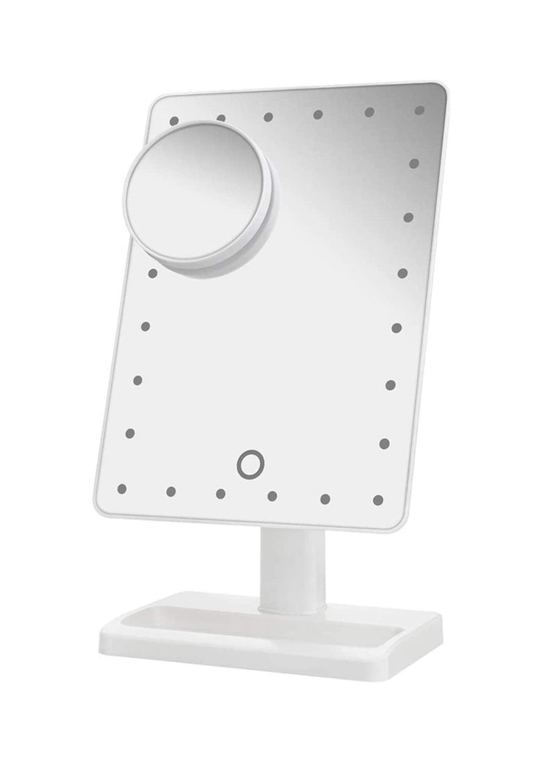 SYOSI Makeup Mirror with Lights, Travel Makeup Mirror with 10X Magnifying Mirror, 21 LED Lights Vanity Cosmetic Mirror with Touch Control, Portable 180° Free Rotation Dual Power Supply Mirror with Light  - Image 1