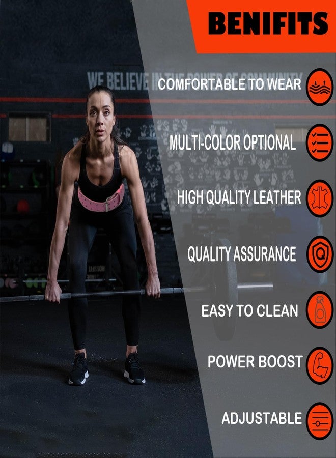 GurZinn 9 mm Leather Weight Lifting Belt for Women 4 inch Padded Gym Lumbar Back Support for Workout Squat Deadlift Training Weight Training Belt(A-Pink/XS) - Image 5