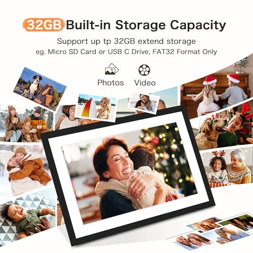 Pastigio 10.1 Inch Digital Picture Frame, Frameo Digital Photo Frame WiFi, Electric Slideshow 1280 * 800IPS Touch Screen, Auto-Rotate, Share Videos Pictures Slideshow, 32GB Memory, Gifts for Family - Image 3