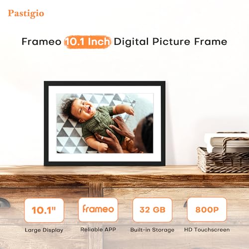 Pastigio 10.1 Inch Digital Picture Frame, Frameo Digital Photo Frame WiFi, Electric Slideshow 1280 * 800IPS Touch Screen, Auto-Rotate, Share Videos Pictures Slideshow, 32GB Memory, Gifts for Family - Image 2