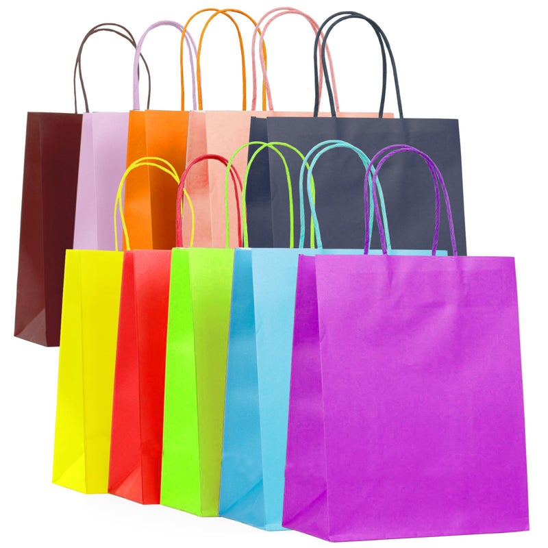 IYABA Party Bags 30 Pcs Paper Bags with Handles, Multicolored Small Gift Bags for Kids Party, Birthday, Wedding, Baby Shower, Multiple Occasions - 21x16x8 cm - Image 1