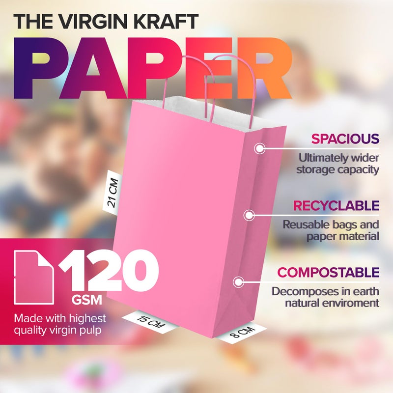 IYABA Party Bags 30 Pcs Paper Bags with Handles, Multicolored Small Gift Bags for Kids Party, Birthday, Wedding, Baby Shower, Multiple Occasions - 21x16x8 cm - Image 2