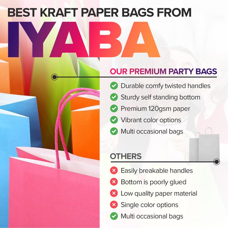 IYABA Party Bags 30 Pcs Paper Bags with Handles, Multicolored Small Gift Bags for Kids Party, Birthday, Wedding, Baby Shower, Multiple Occasions - 21x16x8 cm - Image 4