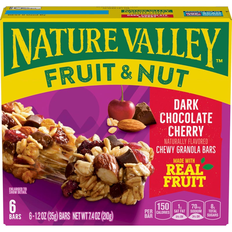 Nature Valley ألواح جرانولا بالفواكه والمكسرات من ناتشر فالي، شوكولاتة داكنة مع الكرز، 6 قطع، 7.4 أونصة - Image 2