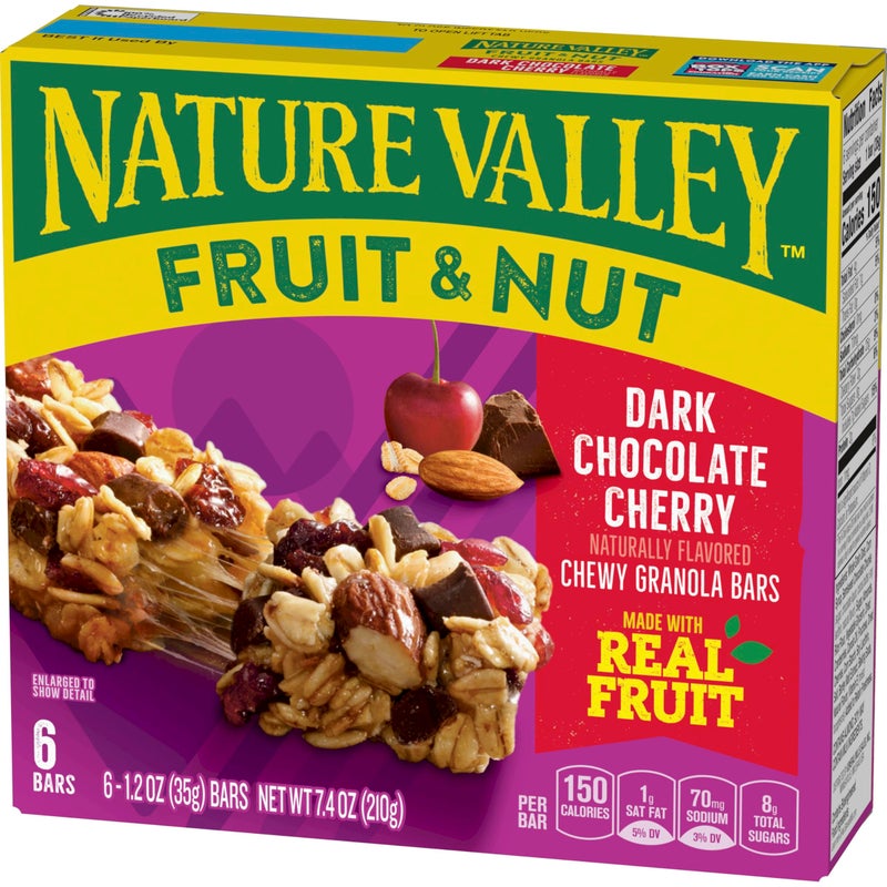 Nature Valley ألواح جرانولا بالفواكه والمكسرات من ناتشر فالي، شوكولاتة داكنة مع الكرز، 6 قطع، 7.4 أونصة - Image 3