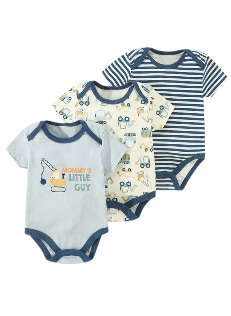 Bambimici Baby  Cotton Escavaitor Bodysuit Short Sleeve  – 3-Piece Newborn Outfit - Image 1