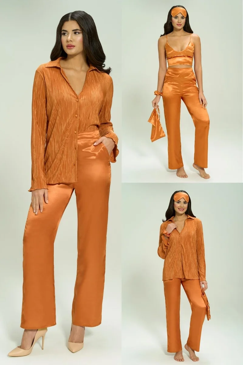 فور يو ان اند اوت 6-Piece Pleated Tile Bustier Pajama Set S27572