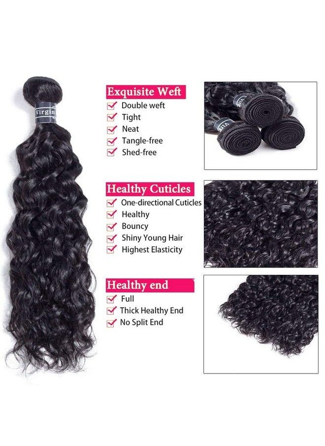 Amella Hair Wet And Wavy Human Hair 1 Bundle 20 Inches 100% Unprocessed Brazilian Virgin Water Wave Bundles Water Wave Human Hair Natural Black Color Can Be Dyed Tight And Neat  - Image 4
