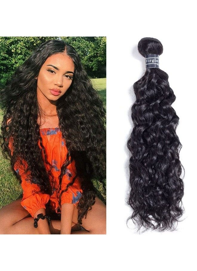 Amella Hair Wet And Wavy Human Hair 1 Bundle 20 Inches 100% Unprocessed Brazilian Virgin Water Wave Bundles Water Wave Human Hair Natural Black Color Can Be Dyed Tight And Neat  - Image 1