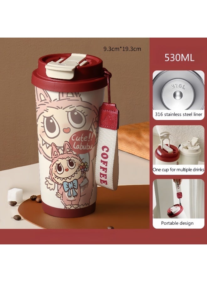 Labubu 316 Stainless Steel Vacuum Insulated Cup ,530ML Insulated Cold Coffee Cup - Image 1