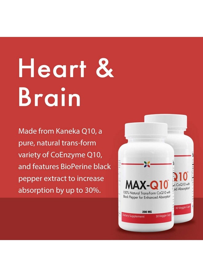 stop aging now Stop Aging Now MAX-Q10 CoEnzyme Formulated with Kaneka Q10 and Enhanced BioPerine Black Pepper Extract for High Absorption, Heart Health, Energy Production 200 mg Capsules - Image 2
