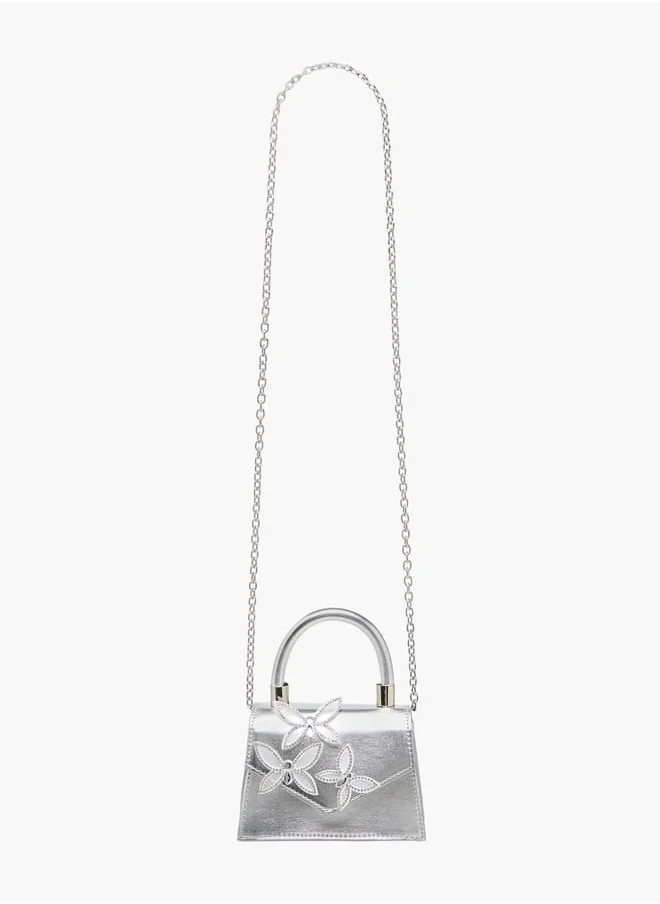 Celeste Girls Embellished Crossbody Bag with Chain Strap and Button Closure