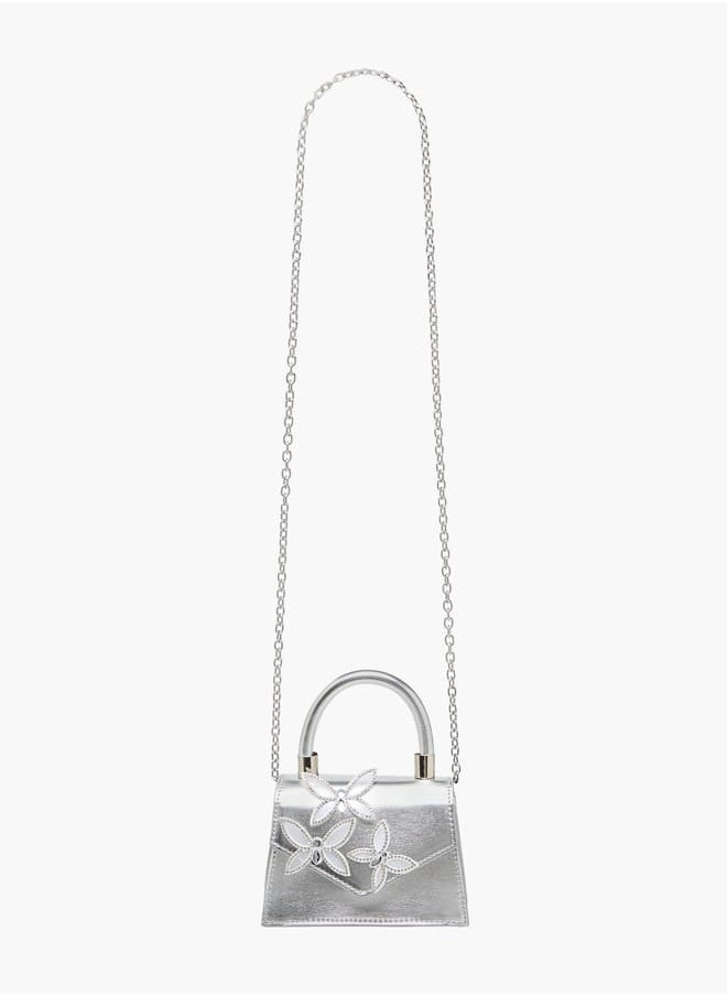 Celeste Girls Embellished Crossbody Bag with Chain Strap and Button Closure  - Image 2