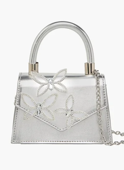 سيليست Girls Embellished Crossbody Bag with Chain Strap and Button Closure