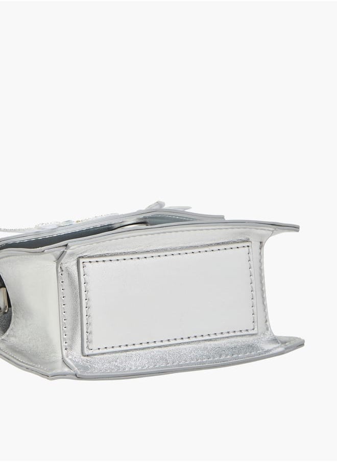 Celeste Girls Embellished Crossbody Bag with Chain Strap and Button Closure  - Image 5