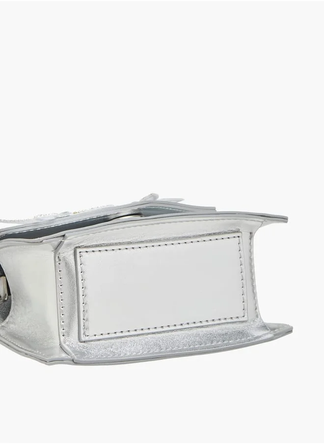 Celeste Girls Embellished Crossbody Bag with Chain Strap and Button Closure