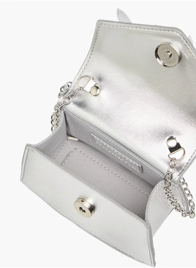 Celeste Girls Embellished Crossbody Bag with Chain Strap and Button Closure
