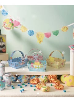 Generic 2pcs Happy Easter Egg Hunt Paper Baskets for Kids, Blue Pink, Bunny and Chick Designs for Boys Girls Children Festive Celebration Suprise Gift  - Image 4