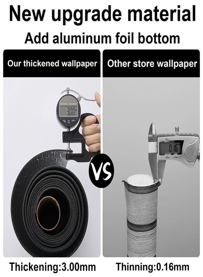 نوايوو ألواح جدارية ثلاثية الأبعاد سميكة بنقشة حبيبات الخشب - 300 سم × 40 سم، ألواح جدارية ذاتية اللصق من مادة PVC عازلة للصوت، ورق جدران سهل اللصق والإزالة لتزيين المنزل، غرفة المعيشة، غرفة النوم (1002-7-BK) - Image 4