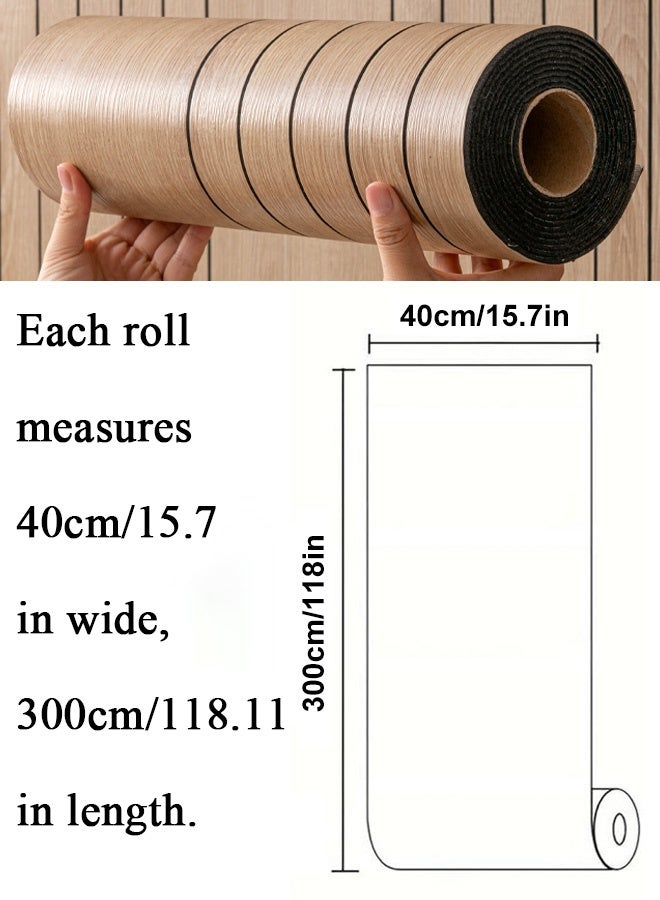 NOAEOU Self-Adhesive Thickened 3D Wallpaper - 40cm x 300cm 1Roll Waterproof PVC Wood Grain Moisture Proof Sound Insulation Wall Panels, Wallpaper Sticker Wallboard for Home Decor, Living Room, Bedroom, TV Background (1002-7-BK) - Image 2