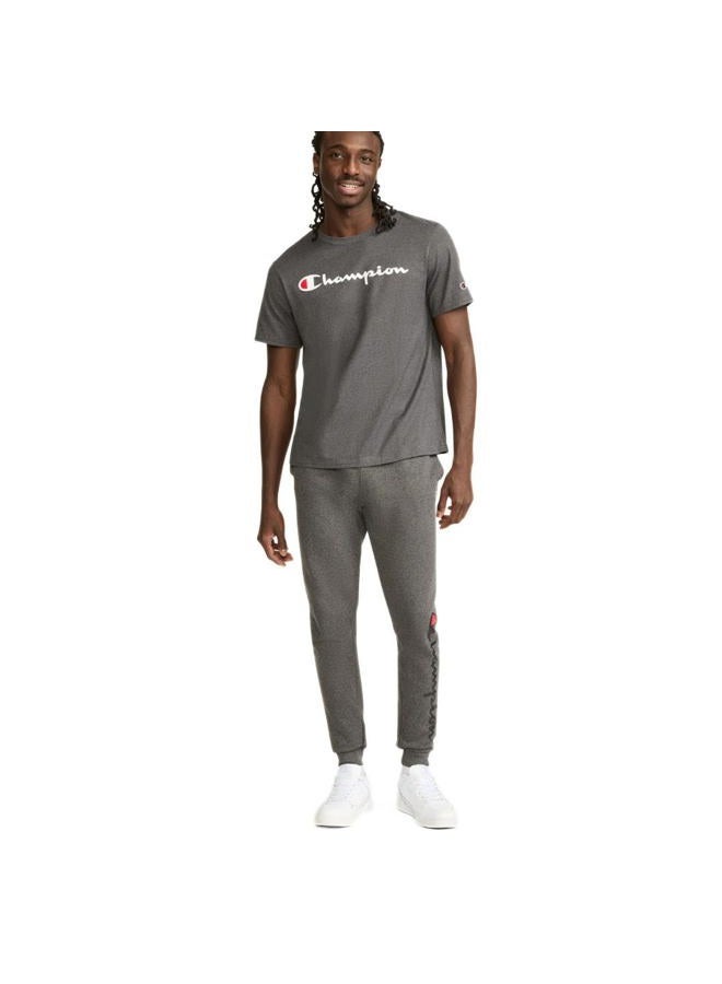 Champion Men's Classic T Shirt, Script Logo, Granite Heather-y07718, L - Image 4