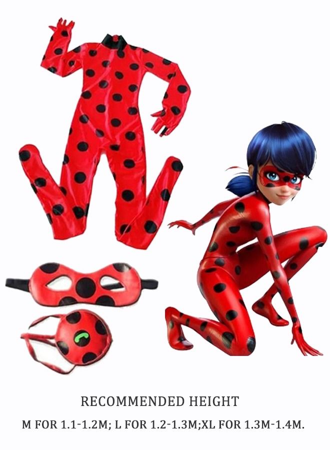 3PCS Miraculous Costume Ladybug Cosplay Costume Kids Costume with Eye Mask ,Bag  - Image 1
