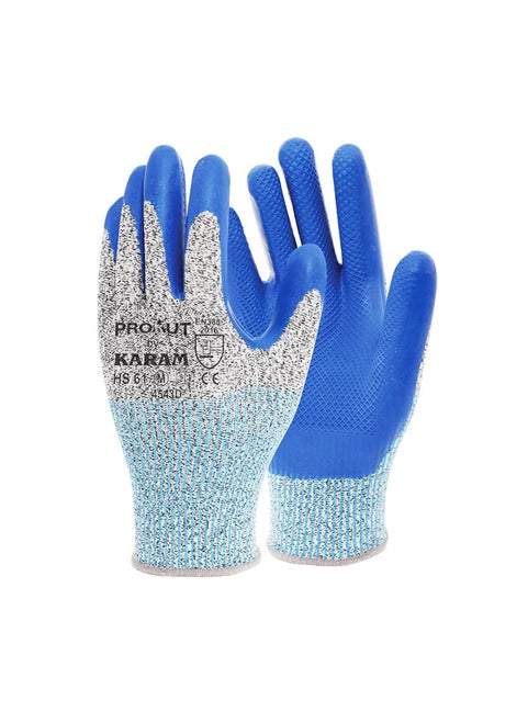 Karam HS 61 HPPE Liner With Blue Latex Coating Gloves Blue Medium