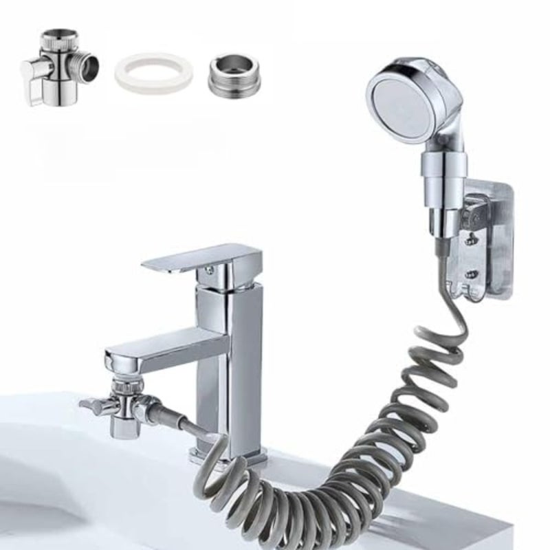 Shower Attachment for Bath Taps - Telescopic Hose, Tap Adapter, and Anti-Limescale Design, 22mm G1/2 for Hair Washing Pet Showering Bathroom Utility Room Laundry Tub - Image 1