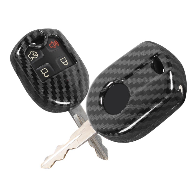 Jimen Key Fob Cover Case Protector Fit for Ford F150 2009-2014, Fit for Ford Mustang 2010-2014 (Carbon Fiber) - Image 1