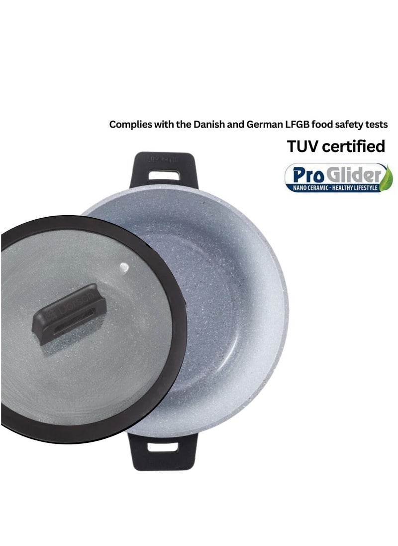 Dorsch Danish Design Ceramic Coated Casserole - Durable, Scratch Resistant - Non-Stick, PTFE Free, TUV Certified, LFGB Tested - Optimal Heat Distribution, Induction Ready, Oven Safe, Easy to Clean for Exceptional Cooking (22Cm - 3Ltr)  - Image 5