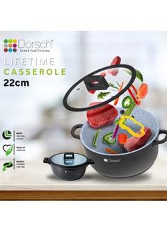 Dorsch Danish Design Ceramic Coated Casserole - Durable, Scratch Resistant - Non-Stick, PTFE Free, TUV Certified, LFGB Tested - Optimal Heat Distribution, Induction Ready, Oven Safe, Easy to Clean for Exceptional Cooking (22Cm - 3Ltr)  - Image 4