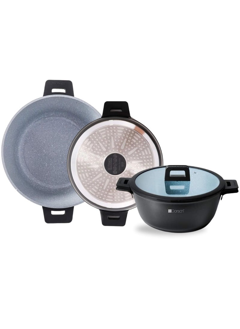 Dorsch Danish Design Ceramic Coated Casserole - Durable, Scratch Resistant - Non-Stick, PTFE Free, TUV Certified, LFGB Tested - Optimal Heat Distribution, Induction Ready, Oven Safe, Easy to Clean for Exceptional Cooking (22Cm - 3Ltr)  - Image 1