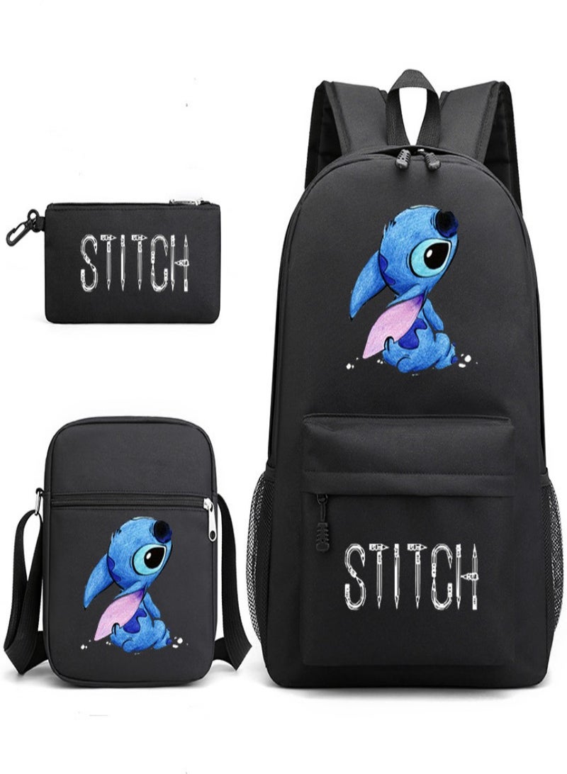 STITCH Children Backpack Schoolbag Teen Student School Book bag with Lunch Box Pen Case 3 in 1 for Kids