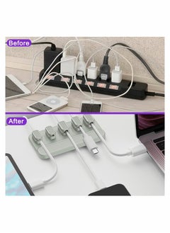 Generic Cable Management Magnetic Holder Desktop Multipurpose Cord Keeper 5 Clips for Lightning Cables, USB C Micro Sticks to Wood, Marble, Metal, Glass  - Image 3